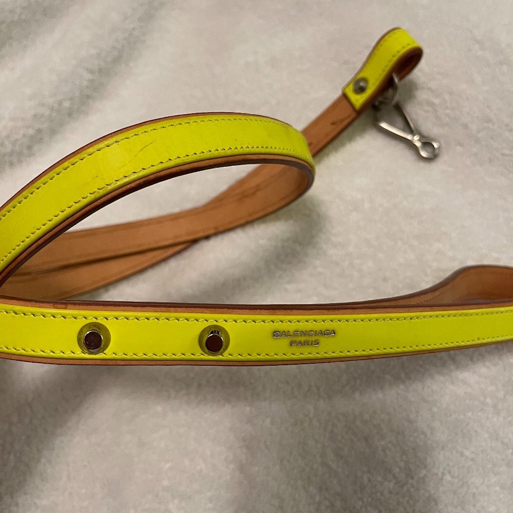 Balenciaga Neon Yellow Leather Dog Leash